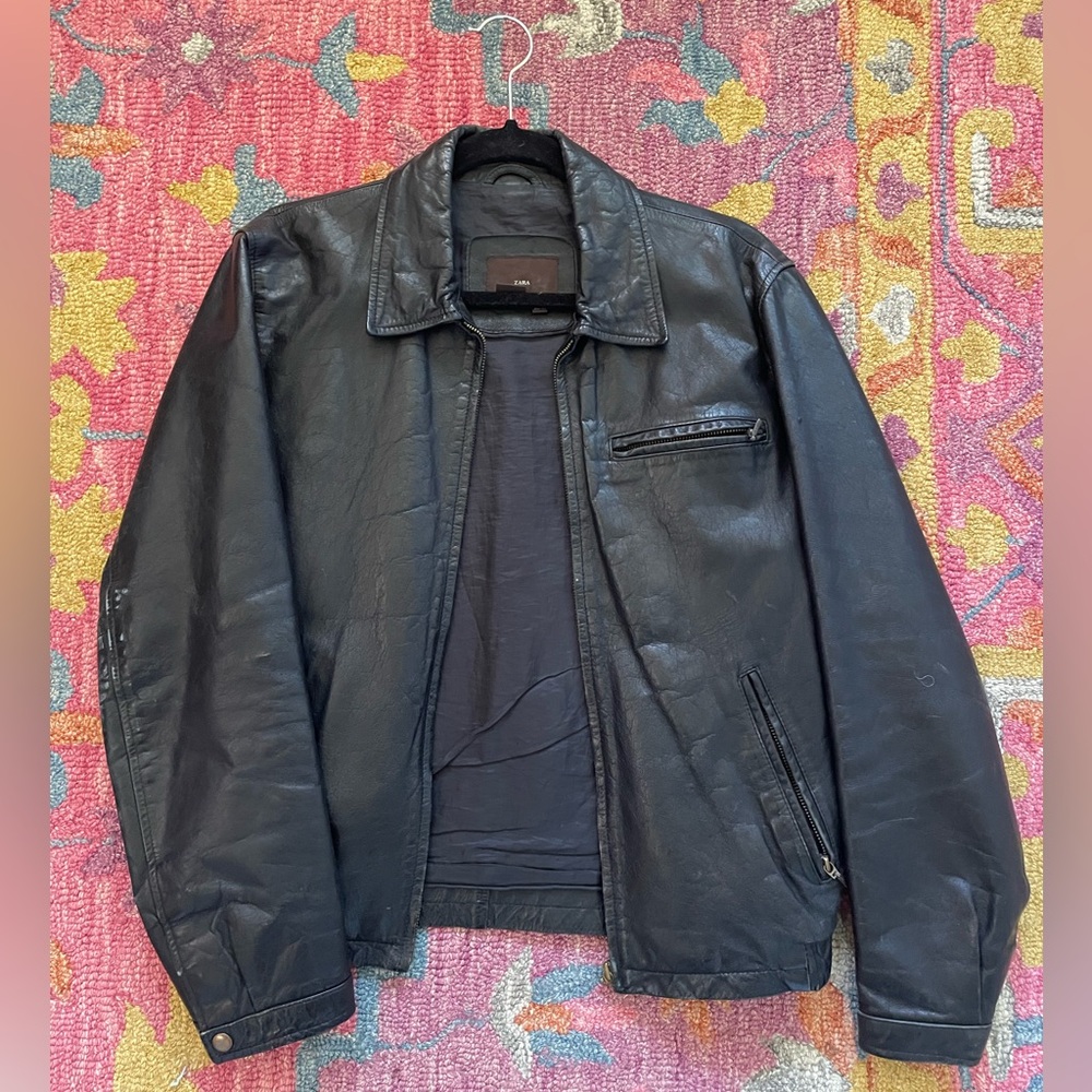 ZARA Men's Black Leather Jacket